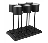 Pack Of 6 x Table Light Black Fernandez LED IP54 Matt CCT Rechargeable Portable