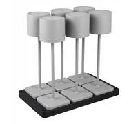 Pack Of 6 x Table Light Grey Fernandez LED IP54 CCT Rechargeable Portable Trio