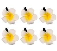 Pack of 6 Yellow Hawaii Plumeria Hair Clips Boho Foam Flower Alligator Hair Pin Hibiscus Hair Clip for Beach Party Wedding Cosplay Handmade Accessories