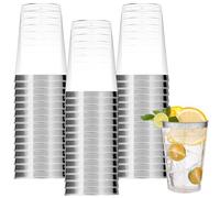 Pack of 60 10 oz/300 ml Hard Plastic Party Cups with Silver Cut, Reusable Drinking Cups, Shot Cups, Party Cups Set for Drinks Champagne Cocktails, Plastic Cups for Birthdays, Weddings