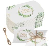 Pack of 60 Beautiful Dass Du Da Bist Party Favours, 9 x 6.5 x 2.5 cm, Wedding Favours, Communion with Twine Cushion Box for Sweets, Chocolates, Biscuits
