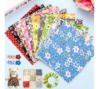 Pack of 60 Cotton Fabric Squares for Crafts, Multicolour Abstract Print for Sewing, Scrapbook, Quilting, Crafts, Patchwork (10 x 10 cm)