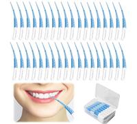 Pack of 60 Interdental Brushes, Gum Soft Picks, Interdental Brushes, Gum Soft Picks Pro, Portable, Curved Shape for Cleaning, Hard to Reach Spaces (Blue)