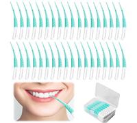 Pack of 60 Interdental Brushes, Gum Soft Picks, Interdental Brushes, Gum Soft Picks Pro, Portable, Curved Shape for Cleaning, Hard to Reach Spaces (Green)