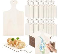 Pack of 60 Mini Wooden Chopping Boards, Wooden Chopping Board with Handle, Small Charcuterie Boards Untreated, Blank Wood Craft Paddle for DIY Kitchen Decoration, Serving Vegetables (9.4 x 5.5 inches)