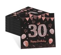 Pack of 60 Napkins 30th Birthday, 30th Birthday Women Decorative Napkins, Happy Birthday 30 Napkins Birthday Decoration Girls for Woman Celebrations Party Anniversary