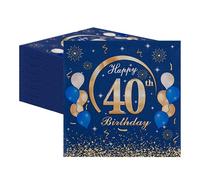 Pack of 60 Napkins 40th Birthday Man - Happy Birthday Napkins for 40th Birthday Men Table Decoration