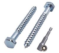 (Pack of 60 pcs) DIN 571 Zinc Plated Steel Hexagon Wood Screws M6 x 60 mm, Coach Screws, Hex Screw, Lag Bolts, Hex Head (60, M6 x 60 mm)