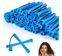 Pack of 60 Perm Rollers, Curlers Small Curler, Perm Set Complete, Curlers Short Hair, 0.35 Inch Hair Roller, Hair Wave Bars for Medium Length Long Short Hair (Blue, 60)