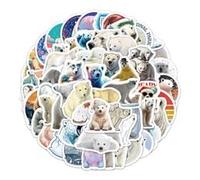 Pack of 60 Polar Bear Stickers for Laptop, Bicycle, Bumper, Guitar, Car, Motorcycle, Waterproof Vinyl Cute Animal Stickers, Gift for Children, Adults, Girls, Cartoon Polar Bear Aesthetic Graffiti