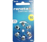 Pack of 60 Renata ZA 10 Hearing Aid Batteries - 100 mAh 1.4 V