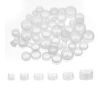 Pack of 60 Salt and Pepper Shaker Stoppers, Reusable Round Plastic End Caps in 6 Sizes, Clear Plastic Plugs, 11/13/15/17/19/24 mm
