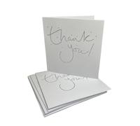Pack of 60 Silver Foil Text and Stars Thank You Cards with Envelopes