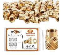 Pack of 60 Threaded Inserts, M5 x 7.1 x 9.5 cm Melting Thread Insert Nuts Brass Embedding with Tweezers for 3D Printing Parts Laptop Plastic Parts