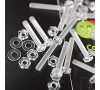 Pack of 60 Transparent Clear Plastic Acrylic M3 x 20mm Nuts & Bolts, Washers -Acrylic Plastic Screws