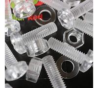 Pack of 60 Transparent Clear Plastic Acrylic M6 x 30mm Nuts & Bolts, Washers - Acrylic Plastic Screws