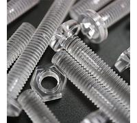 Pack of 60 Transparent Clear Plastic, Pan Head, M5 x 40mm Nuts & Bolts, Washers -Acrylic Plastic Screws