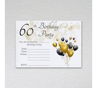 Pack of 60th Birthday Party Invitations: Black & Gold Sixtieth Invites for Male/Female Birthday Parties (Pack of 50 Black & Gold Without Envelopes)