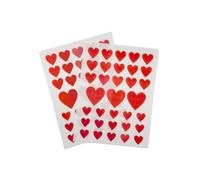 Pack of 66 Red Assorted Size Holographic Hearts Self-Adhesive Labels
