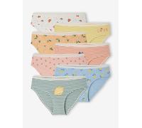 Pack of 7 Briefs in Organic Cotton, Summer Fruits, for Girls coral
