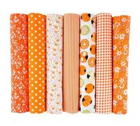 Pack of 7 Cotton Fabric Patchwork Fabrics Package 50 x 50 cm Cotton Cloth DIY Handmade Sewing Quilting Fabric Scraps Colourful Cotton Fabric Set for Sewing Scrapbooking Quilting Crafts - Orange
