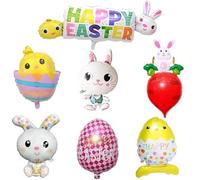 Pack of 7 Easter Bunny Decorations, Happy Easter Balloons, Easter Party Decorations Easter Balloons Bunny Rabbit Chick Easter Eggs Balloons for Birthday, Home Decor, Themed Party Decorations
