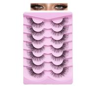 Pack of 7 Fluffy Crisscross Curl Cluster False Eyelashes for Dramatic Volume in Pink Case - Luxurious Natural Look with Synthetic Fibres for Everyday Wear and All Eye Shapes