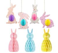 Pack of 7 Honeycomb Easter Bunnies, Reusable Easter Decoration, Easter Bunny Decoration Made of Honeycomb Paper, Ready to Hang, Modern/Spring Decoration/Party Decoration