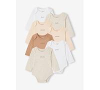 Pack of 7 Long-Sleeved Bodysuits for Babies set white