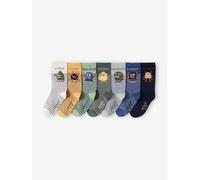 Pack of 7 Pairs of Monster Socks for Boys green