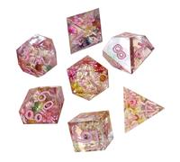 Pack of 7 Resin Dice, Colourful Dice - Small Dice with Numbers - Compact Dice Educational Toy Standard Game Dice for School Travel at Home