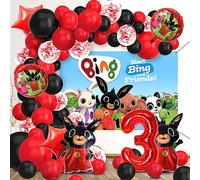 Pack of 70 Bing 3 Year Birthday Decorations, Bing 3 Year Balloons, Children's Birthday Party Decoration, Birthday Decoration Set, Children's Birthday Decoration, for Themed Birthday Party Supplies