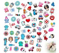 Pack of 70 Shoe Badges Pins for Crocs Jibbitz, Shoe Charms Nurse Medicine Shoe Pendant Cartoon Doctor Nurse Accessories for Clogs DIY Decorations, Children's Parties Gift, 2cm*3cm, Polyvinyl Chloride,