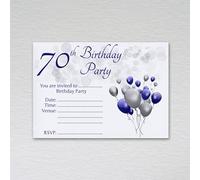 Pack of 70th Birthday Party Invitations: Blue & Silver Seventieth Invites for Male/Female Birthday Parties (Pack of 50 Blue & Silver Without Envelopes)