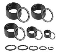 Pack of 75 Key Rings Black, Multiple Sizes Metal Key Rings, Round Flat Key Ring Rings 30 mm/28 mm/25 mm/20 mm/15 mm, Key Ring Large and Small for House Keys Car Keys