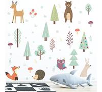 Pack of 79 Wall Stickers, Animals Tree Wall Stickers, Children's Wall Stickers Wall Decoration for Children's Room, Baby Room, Bedroom, Living Room