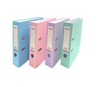 Pack of 8 A4 Assorted Pastel Coloured Paperbacked Lever Arch Files by Janrax