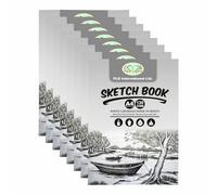 Pack of 8, A4 Sketchbook 130gsm White Mixed Media Paper Sketch Book 50 Sheets / 100 Pages Thick & Staple Bound Sketch Book Drawing Painting Book for Coloured Pencils, Pastels, Charcoal and Ink Pens