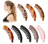 Pack of 8 banana clips, large banana clip hair, women's vintage banana hair clip for thin or thick, girls' ponytail non-slip leopard hair pins, large hair clip for easy styling