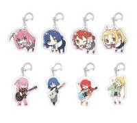 Pack of 8 Bocchi The Rocks Figures Keychain IjichiNijika YamadaRyo Cosplay Keyring Pendant Bocchi The Rocks Acryl Chain Decorations