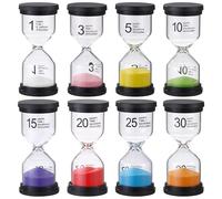 Pack of 8 Colourful Hourglass for Children, Colourful Hourglass Set 1/3/5/10/15/20/25/30 Minutes, Sand Timer for Children is Suitable for Children's Life, Learning, Playtime Measurement, Kitchen