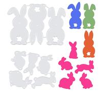 Pack of 8 Easter Cutting Stencils, Metal Rabbit Embossing Stencils, Easter Bunny Silhouette Cutting Dies for DIY Crafts Scrapbooking Photo Album Cards Stamp Paper