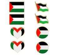Pack of 8 Flag Badges, Palestine Flag Pin, Palestine Badge Metal Mini, Suitable for Clothing Decoration, Hat Decoration, Backpack Decoration, Gifts