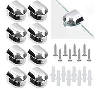 Pack of 8 glass clamps, adjustable glass holder, strong clamp holder made of zinc alloy, adjustable glass divider, for installing 6-10 mm thick glass and acrylic glass silver (with screws)