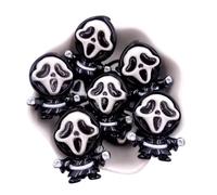 Pack of 8 Halloween Theme Black Scream Ghost Face Craft Supplies Supply Resin Cabochon DIY Crafting Junk Charm Plastic Charms Flat Back Phone Custom Acrylic Jewellery Case Making 22-25mm