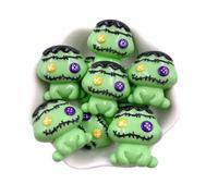 Pack of 8 Halloween Theme Green Horror Voodoo Doll Craft Supplies Supply Resin Cabochon DIY Crafting Junk Charm Plastic Charms Flat Back Phone Custom Acrylic Jewellery Case Making 22-25mm