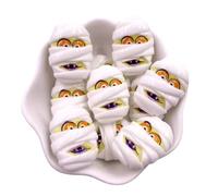 Pack of 8 Halloween Theme Mummy Head Face Cupcake Purple Bat Craft Supplies Supply Resin Cabochon DIY Crafting Junk Charm Plastic Charms Flat Back Phone Custom Acrylic Jewellery Case Making 22-25mm