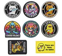 Pack of 8 I Choose Violence Patches Funny Duck Cat Tactical Badge Meme Embroidery Emblem Hook and Loop Embroidered Patches Appliques DIY Accessories Hats Jackets Uniforms Clothing Jeans Backpack
