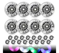 Pack of 8 Inline Skate Wheels with Ball Bearings 72 mm, Inline Skate Wheels, Silver Transparent Inline Skate Wheels, Skate Wheels, Indoor/Outdoor Roller Skate Wheels, Stabilisers for Scooters