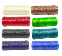 Pack of 8 - Kulay Bobbins Artificial Deer Sinew Waxed Flat Polyester Thread for Beading, Leather, Tie-dye Crafts and Sewing, 6 Colored Sinue Bobbins